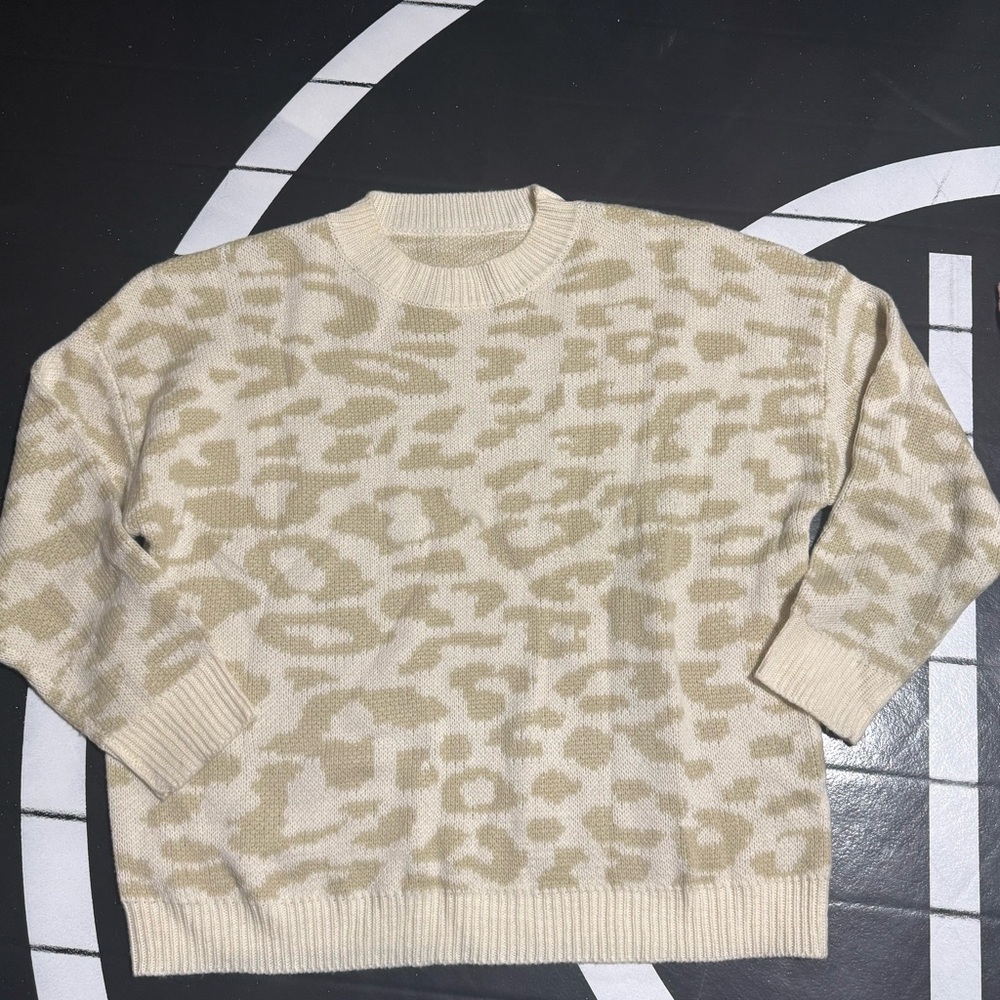 Women’s Cream Leopard Print Sweater
